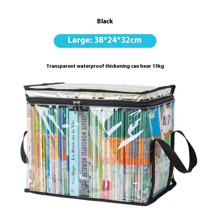 White or black PVC water buggy bag showing 38cm x 24cm x 32cm dimensions with transparent visible construction
