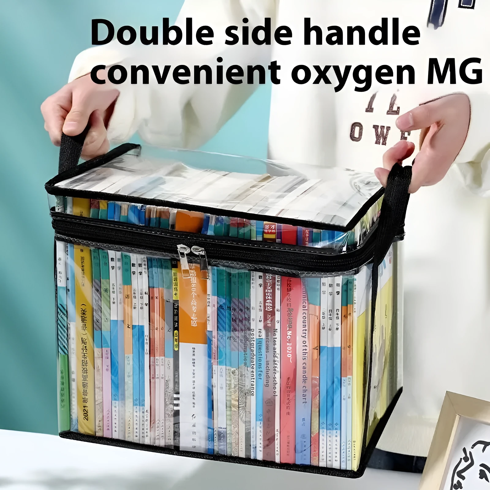 White or black PVC water buggy bag showing 38cm x 24cm x 32cm dimensions with transparent visible construction