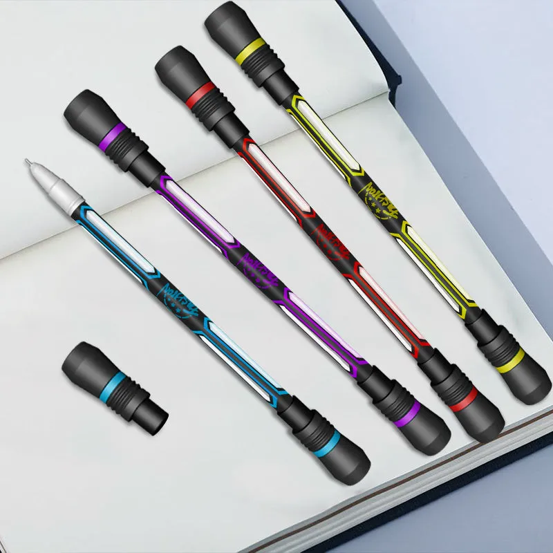 Frosted silica gel anti-slip spinning pen showing 0.35mm fine tip and 210mm length.