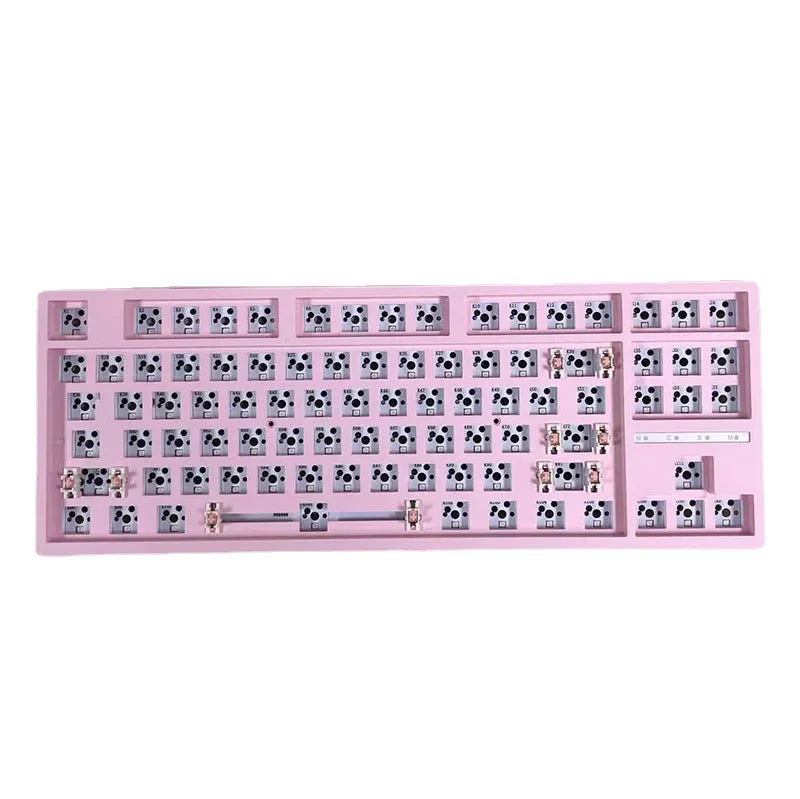 DIY hot-swappable mechanical keyboard kit with plastic case in multiple colour options