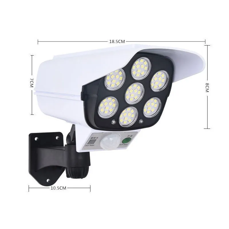 Outdoor solar simulation monitor lamp with abstract design for courtyard wall mounting.