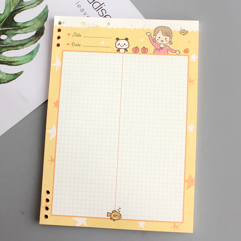 B5 refillable notebook with PP plastic shell in blue, green, pink, yellow, and transparent colours, showing 8-hole binder binding.