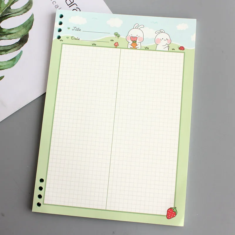 B5 refillable notebook with PP plastic shell in blue, green, pink, yellow, and transparent colours, showing 8-hole binder binding.