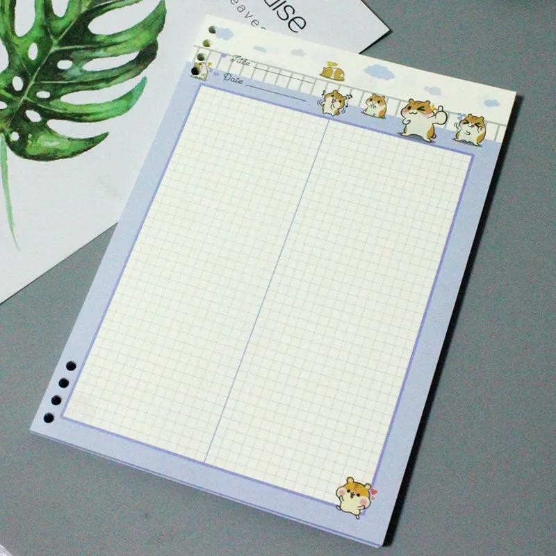 B5 refillable notebook with PP plastic shell in blue, green, pink, yellow, and transparent colours, showing 8-hole binder binding.