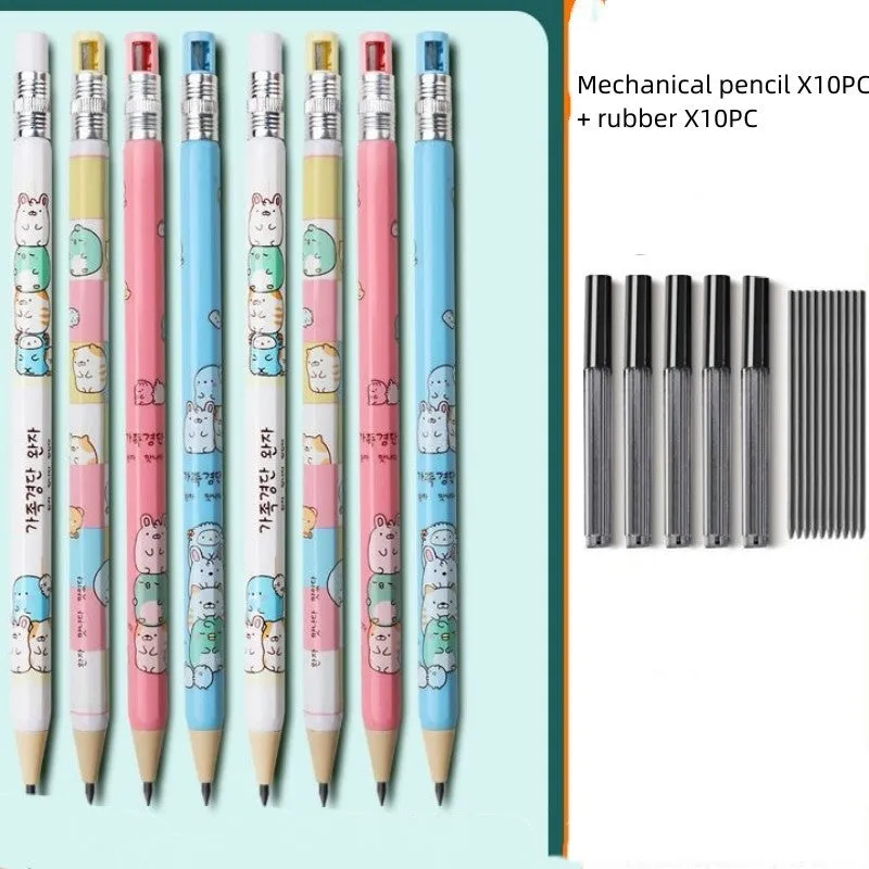 Children's cartoon-themed mechanical pencil with 2.0mm thick lead and plastic construction