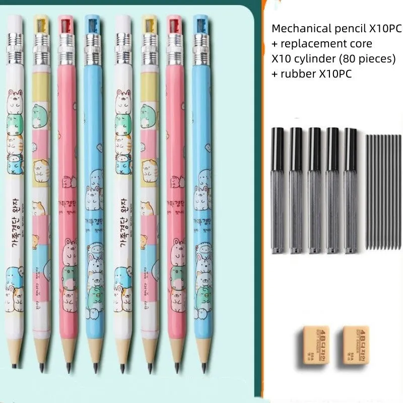 Children's cartoon-themed mechanical pencil with 2.0mm thick lead and plastic construction