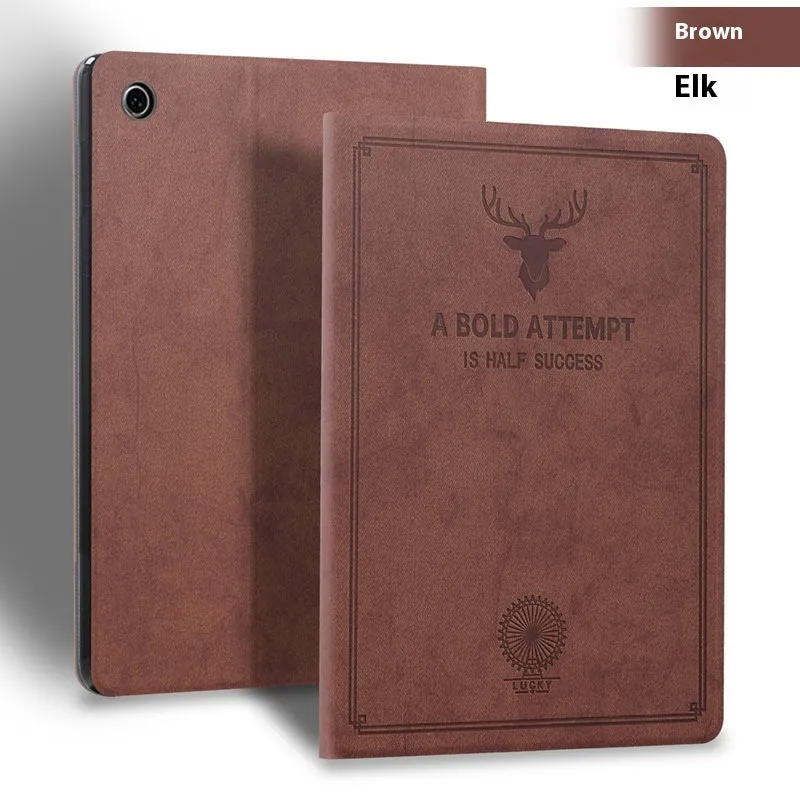 Deer Creative TPU leather clamshell protective case for iPad, shown in dark blue colour.