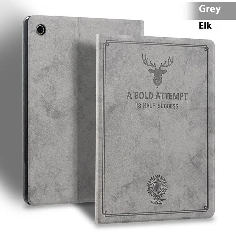 Deer Creative TPU leather clamshell protective case for iPad, shown in dark blue colour.