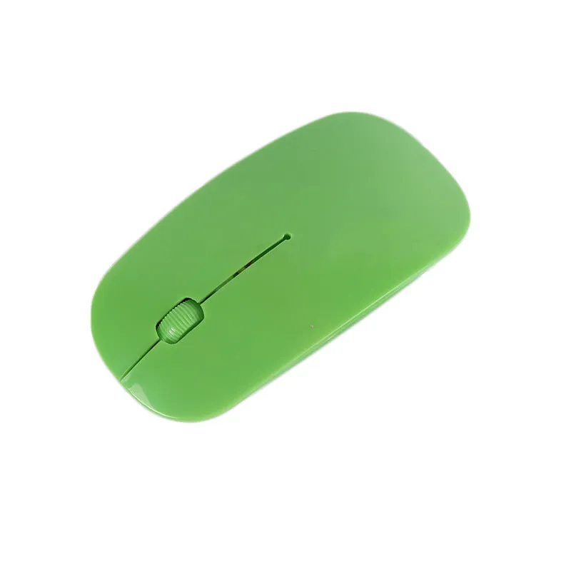 Wireless USB computer mouse available in six colours: black, blue, green, pink, red, and white