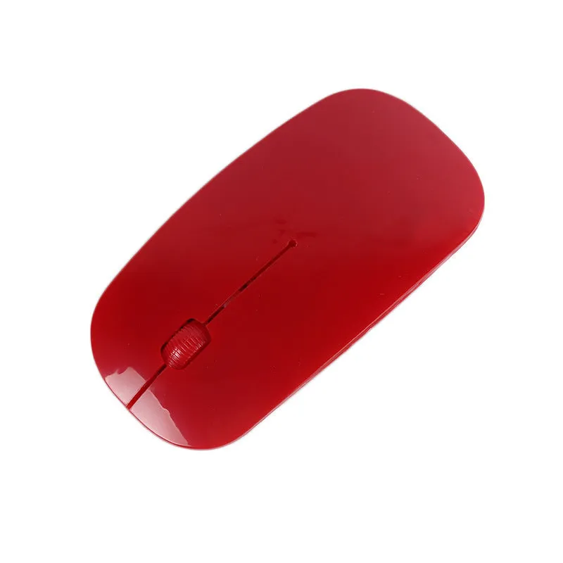 Wireless USB computer mouse available in six colours: black, blue, green, pink, red, and white