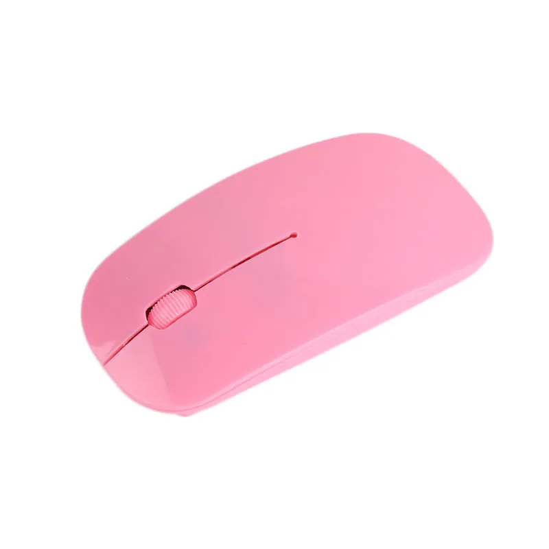Wireless USB computer mouse available in six colours: black, blue, green, pink, red, and white