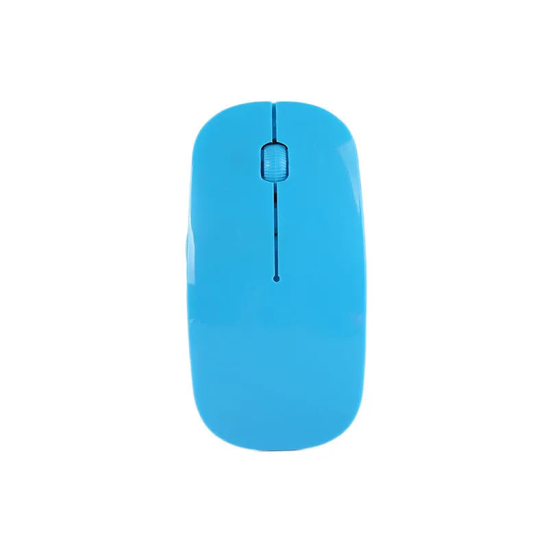 Wireless USB computer mouse available in six colours: black, blue, green, pink, red, and white