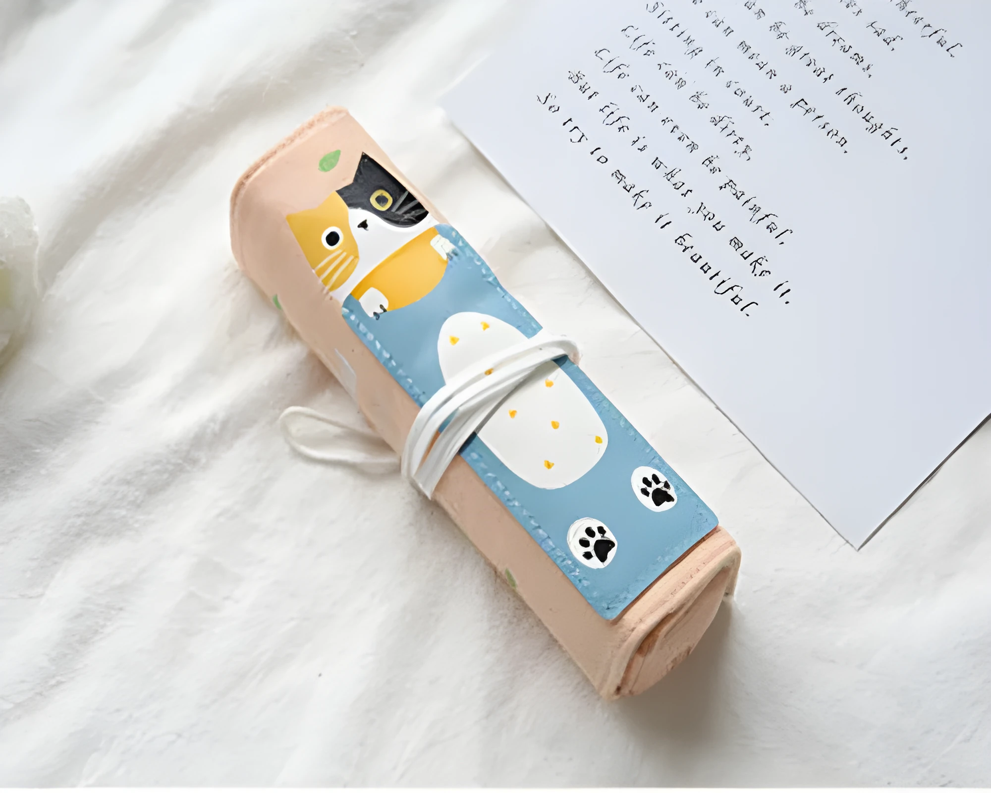 Korean cartoon cat design pencil case in four colour options for student stationery