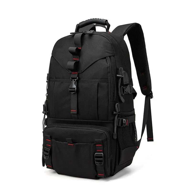 Men's large waterproof Oxford cloth hiking backpack in camouflage colour with chest bag.