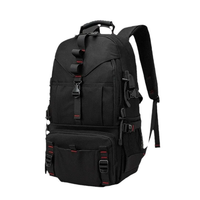 Men's large waterproof Oxford cloth hiking backpack in camouflage colour with chest bag.