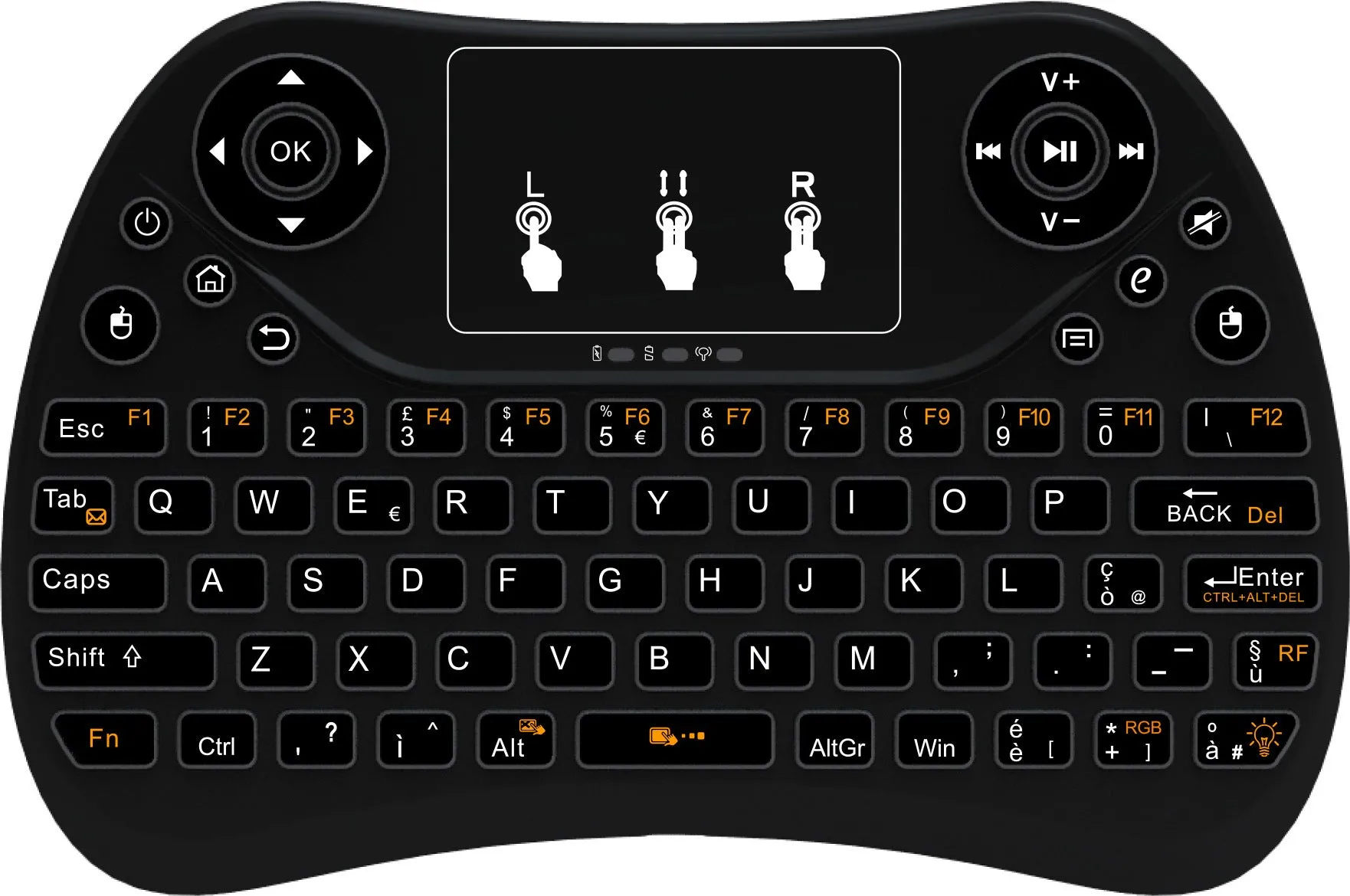Flying Squirrel 2.4G wireless mini touch keyboard with multi-colour backlight