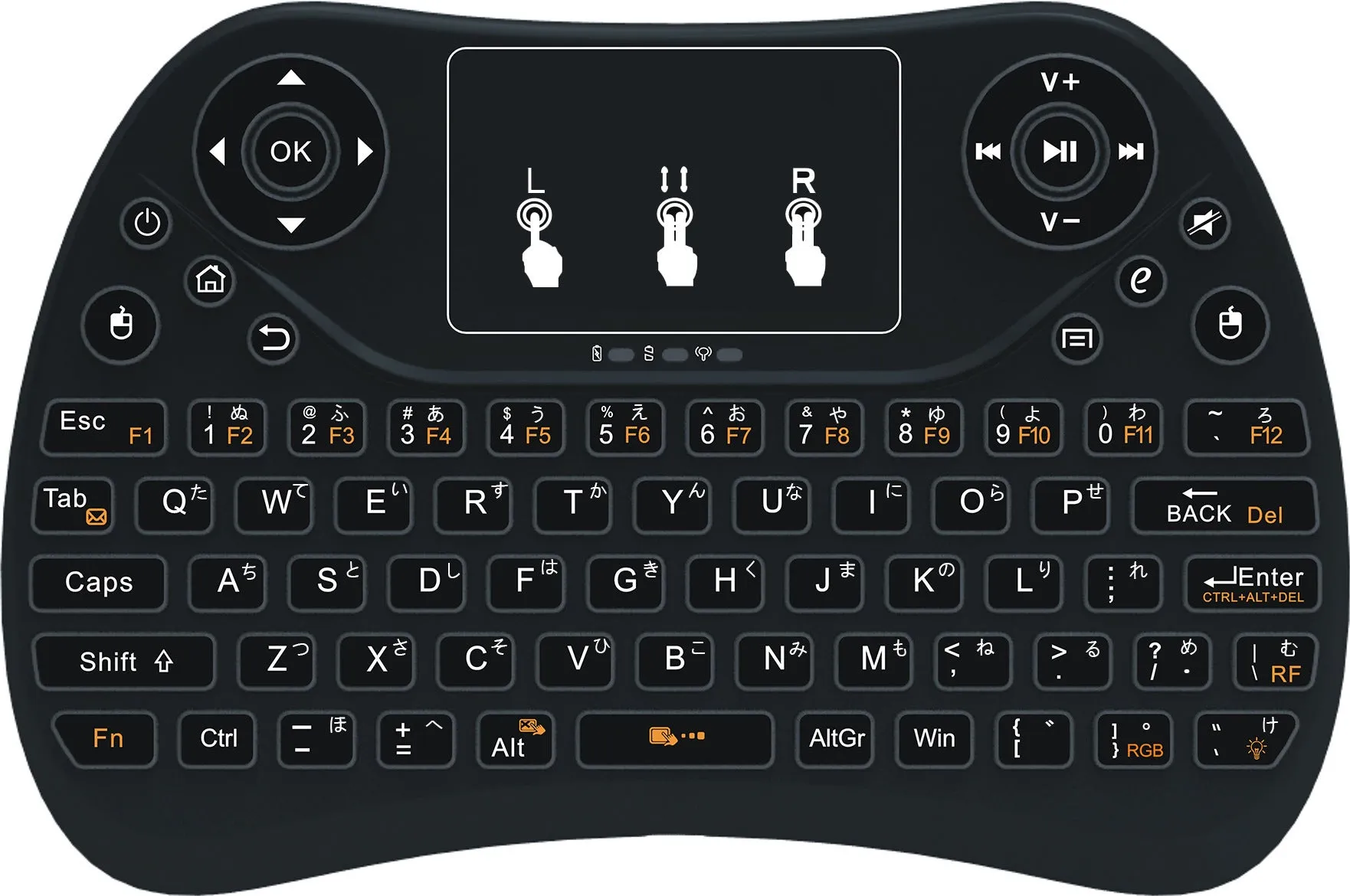 Flying Squirrel 2.4G wireless mini touch keyboard with multi-colour backlight