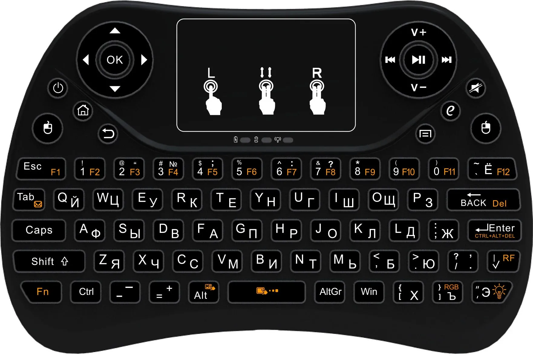 Flying Squirrel 2.4G wireless mini touch keyboard with multi-colour backlight