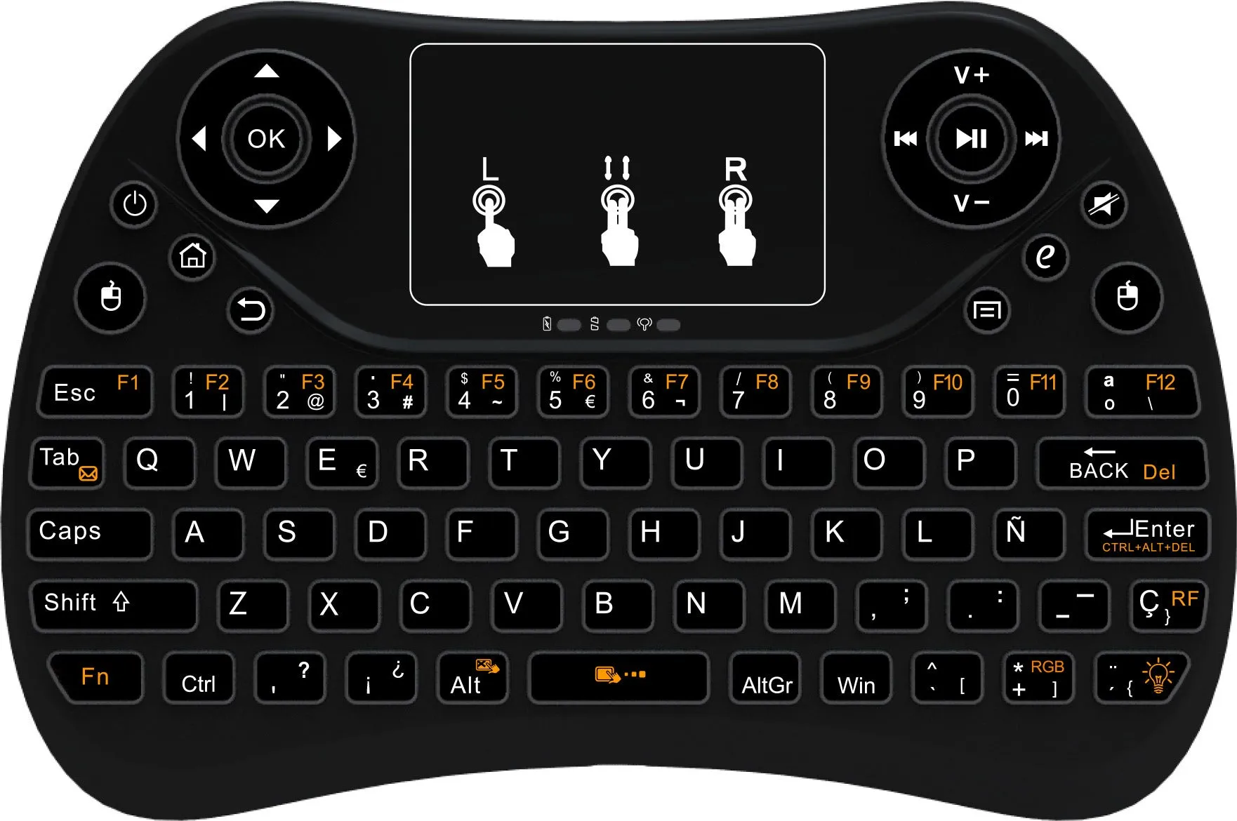 Flying Squirrel 2.4G wireless mini touch keyboard with multi-colour backlight