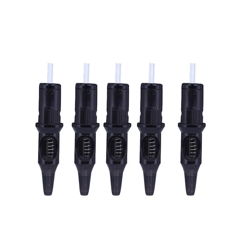 16.5cm long tattoo colour pen with integrated needle for line drawing, shown in multiple colour options.