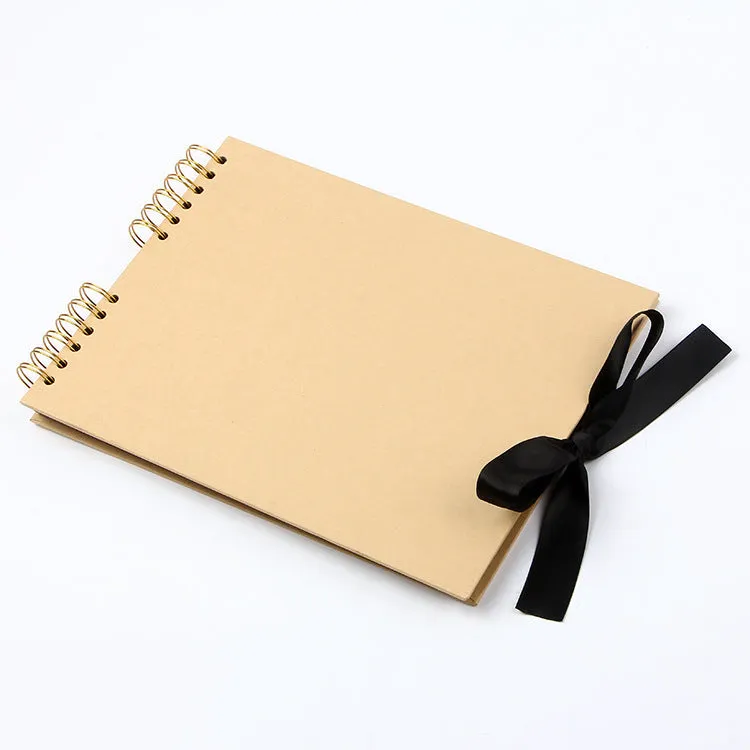 Handmade DIY spiral coil photo album with kraft paper or black cardboard cover