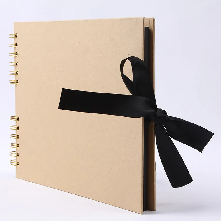 Handmade DIY spiral coil photo album with kraft paper or black cardboard cover