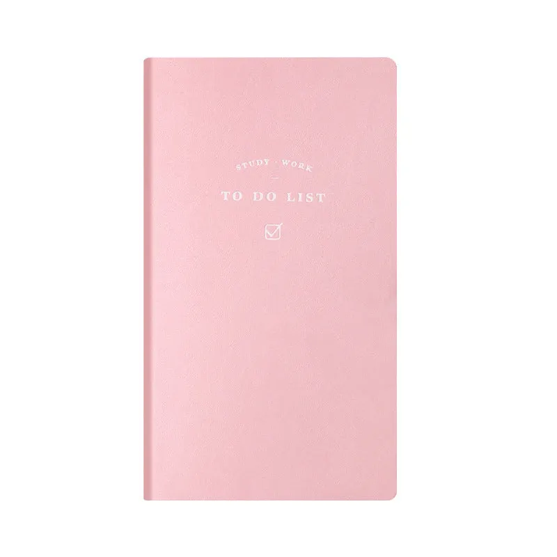 Simple Style portable todo list notebook in blue, green, pink, or yellow PU cover, showing 96 pages of eye protection paper.