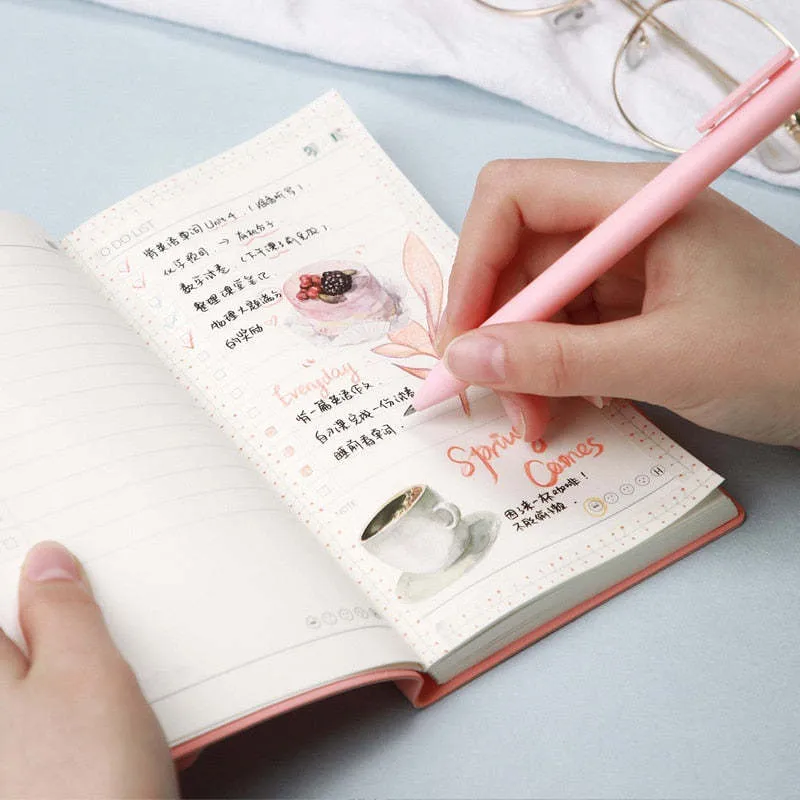 Simple Style portable todo list notebook in blue, green, pink, or yellow PU cover, showing 96 pages of eye protection paper.