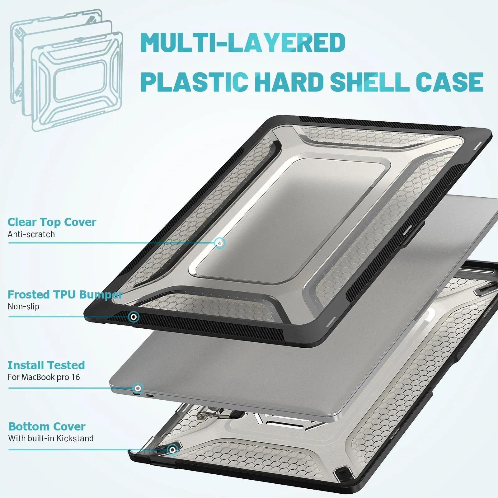 Slim hard protective shell case for a MacBook laptop in sapphire blue colour.
