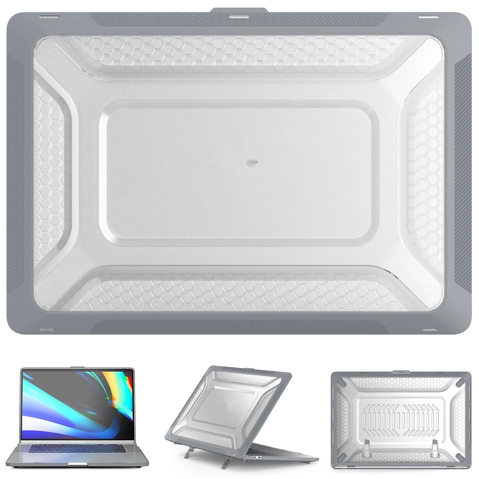 Slim hard protective shell case for a MacBook laptop in sapphire blue colour.