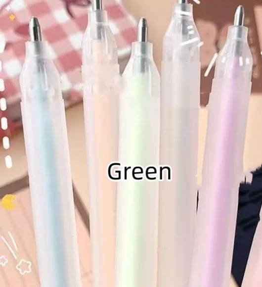 Macaroon coloured quick-dry dispensing pen with cap-pulling design