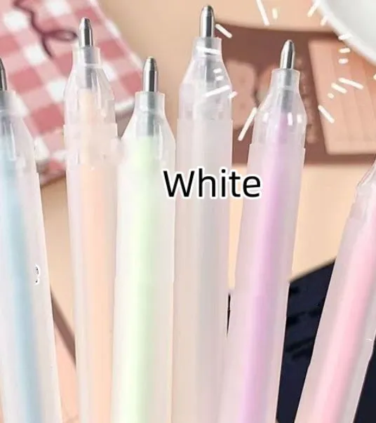 Macaroon coloured quick-dry dispensing pen with cap-pulling design
