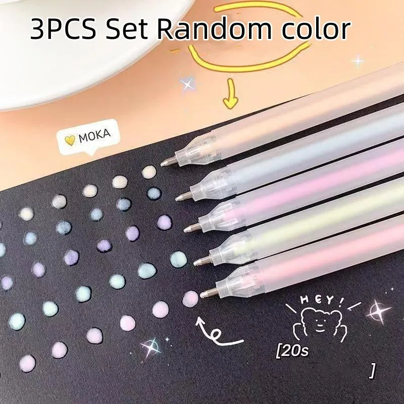 Macaroon coloured quick-dry dispensing pen with cap-pulling design