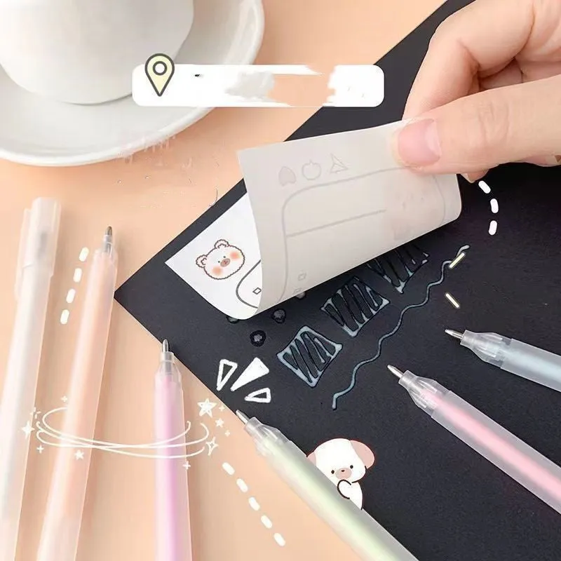 Macaroon coloured quick-dry dispensing pen with cap-pulling design