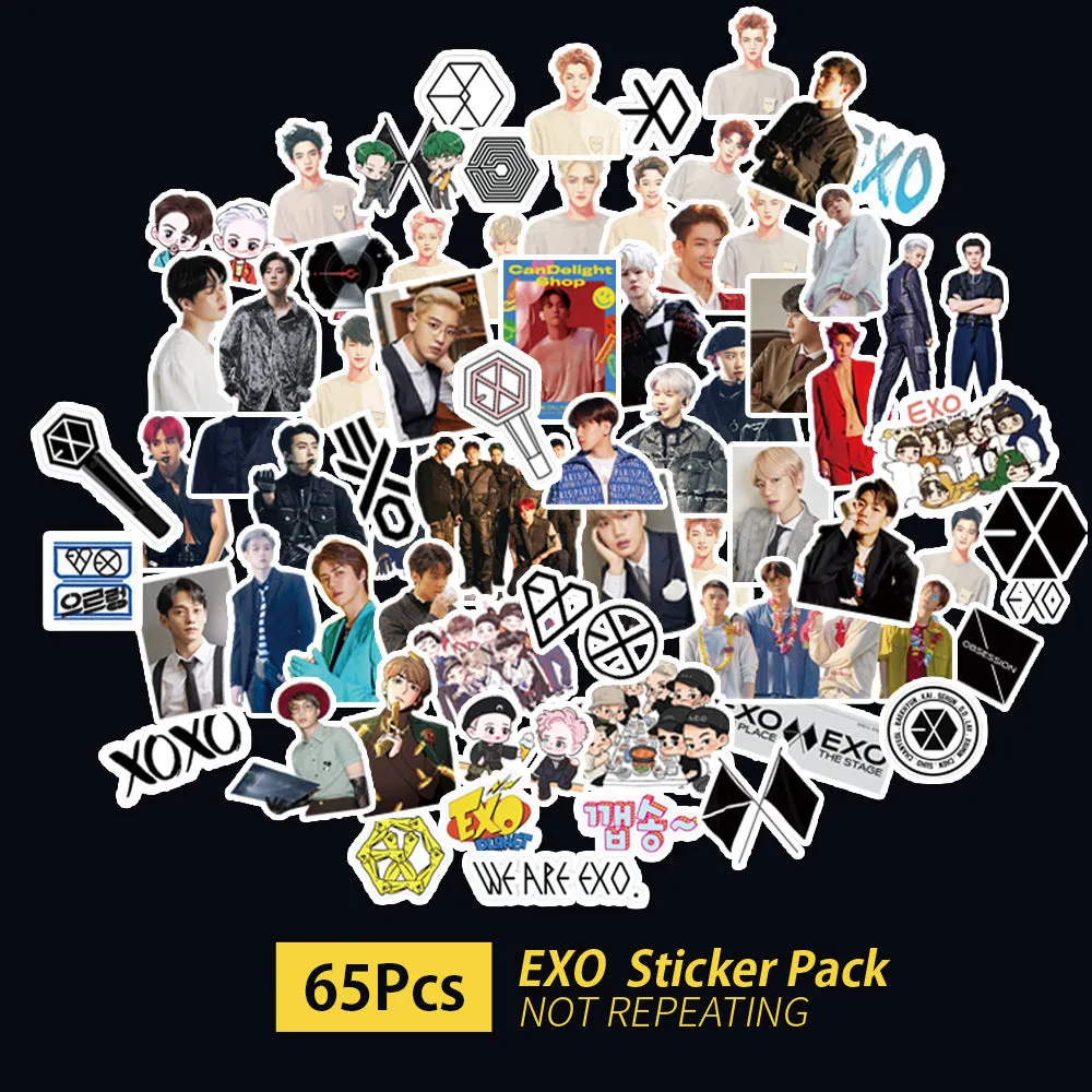 K-pop star and luggage stickers featuring EXO NCT127 Stray Kids TWICE GOT7 SEVENTEEN TXT designs