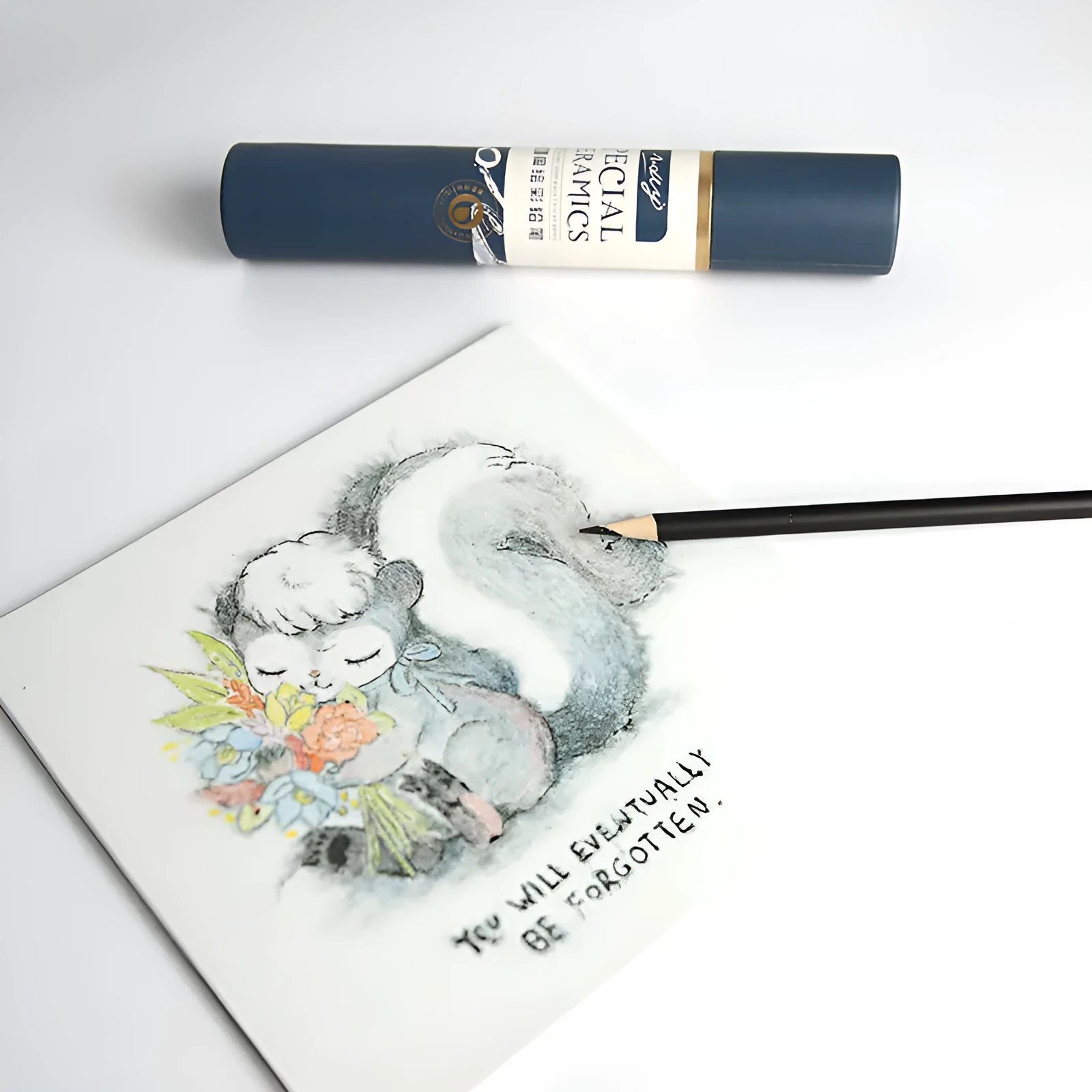 Set of 12 pottery underglaze colour pencils in assorted colours including red, blue, green, yellow, and black.