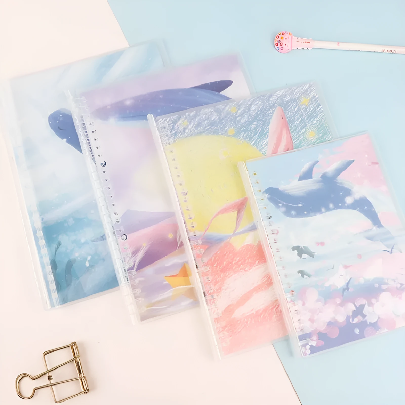 Children's hard cover loose leaf notebook with animal design and 20-hole binder binding in A5 or B5 size