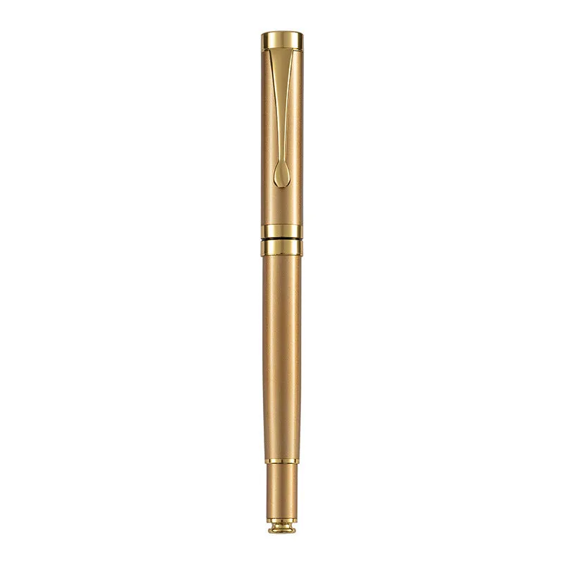 Metal fountain pen with F 0.5mm nib in black gold clip colour option