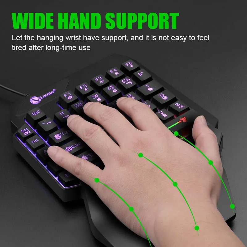 GK103S one-handed luminous gaming mechanical keyboard with mouse converter and 1.2m cable