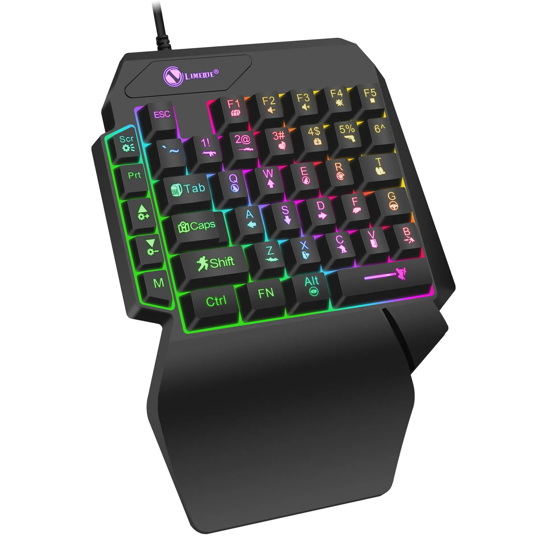 GK103S one-handed luminous gaming mechanical keyboard with mouse converter and 1.2m cable