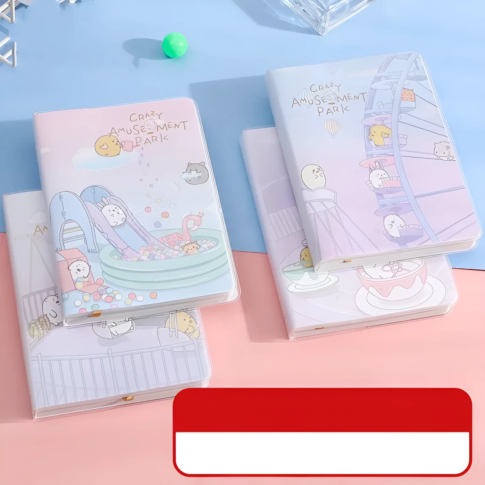 A6 waterproof notepad diary with amusement park theme designs and soft PU cover