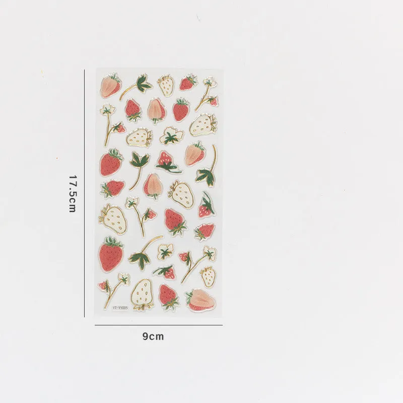 Fruit bronzing sticker in 90x175mm size with glossy finish, showing grape and pineapple designs