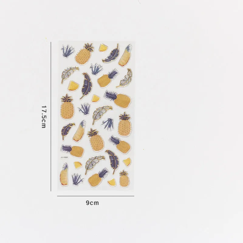 Fruit bronzing sticker in 90x175mm size with glossy finish, showing grape and pineapple designs