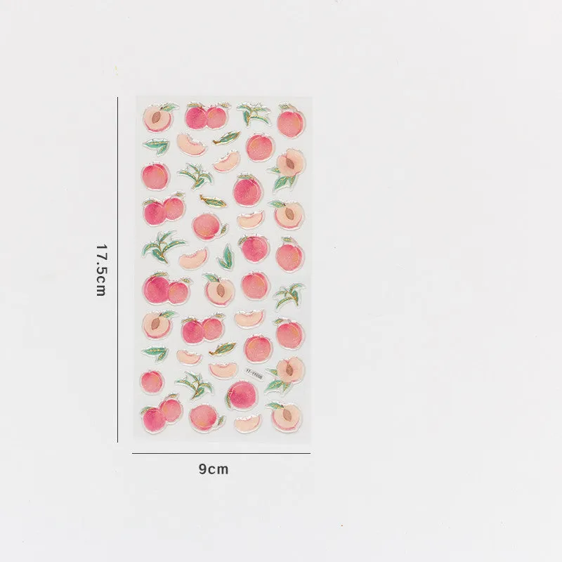 Fruit bronzing sticker in 90x175mm size with glossy finish, showing grape and pineapple designs