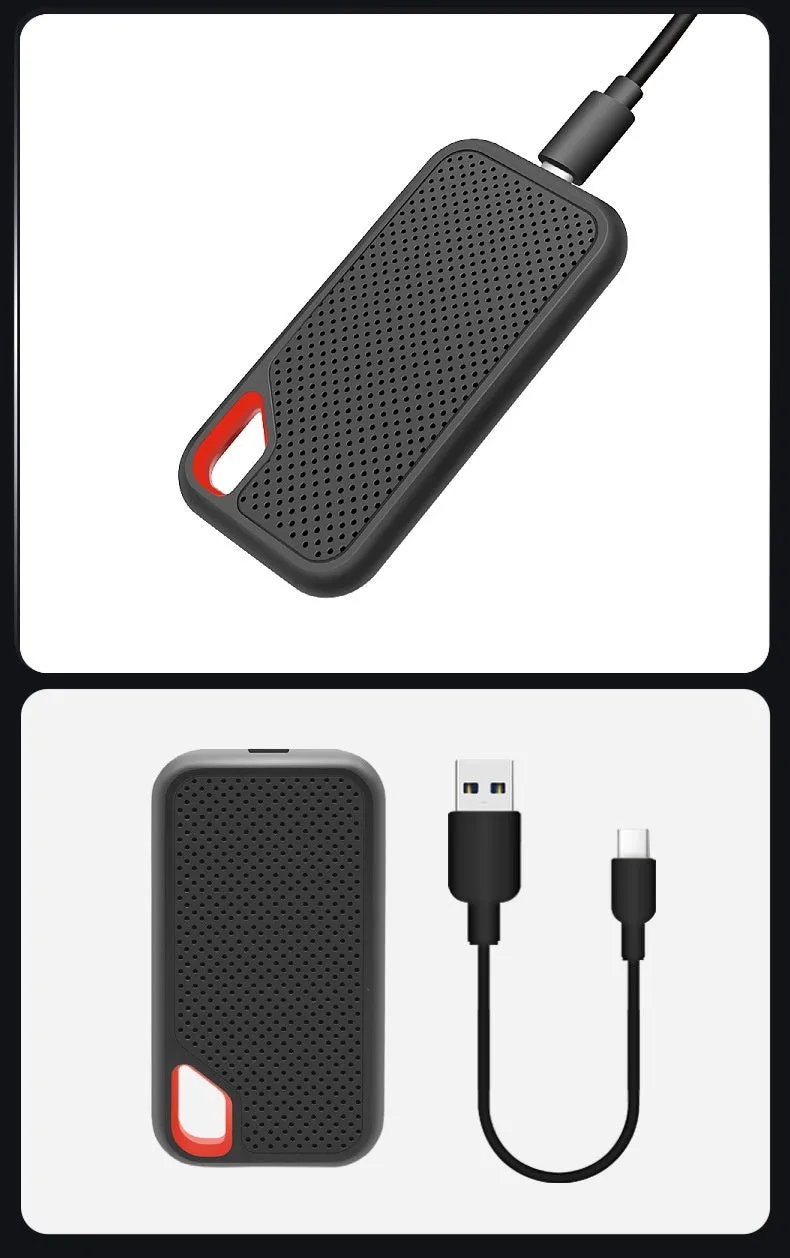 Black mobile SSD external hard drive with Type-C 3.1 interface