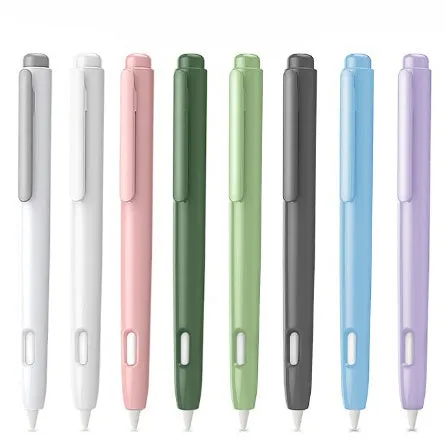 Apple Pencil 2nd Generation silicone protective case in anti-roll design showing colour options