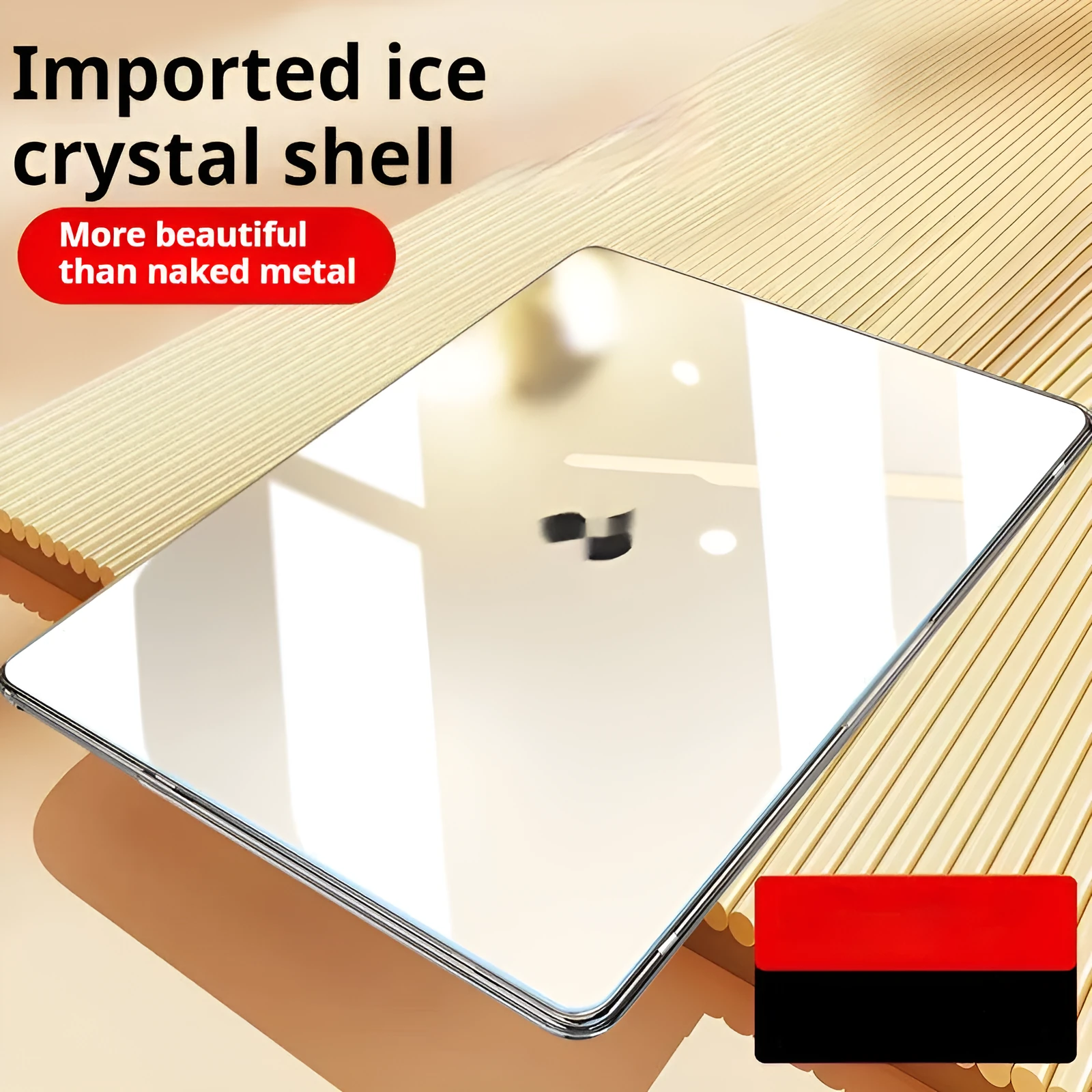 Transparent protective shell for MacBook Pro and Air laptops on a table