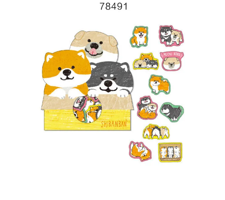 Pack of irregular-shaped dog stickers for hand account decoration in assorted colours