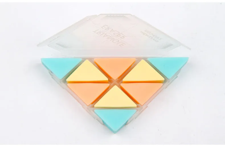 Triangular PVC eraser in multiple colours with pointed corners for detail work