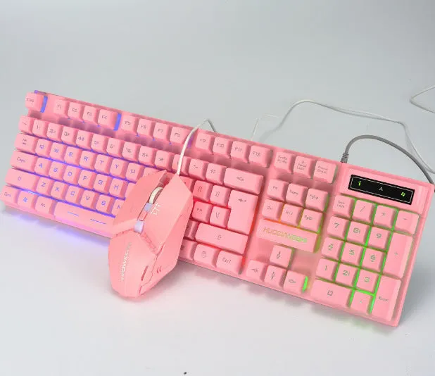 Mechanical feeling computer keyboard with colour options including white, rainbow and luminous character variants